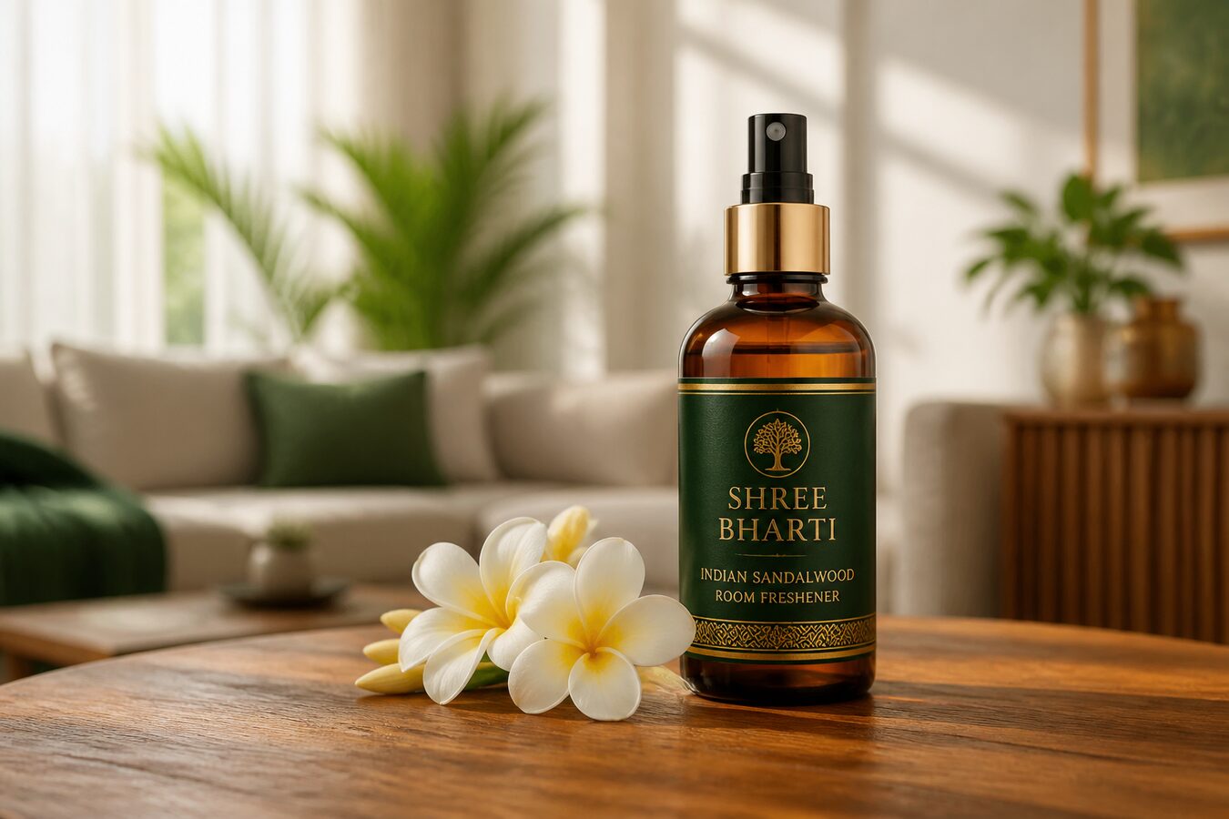 Shree Bharti sandal room freshener in a bright living room